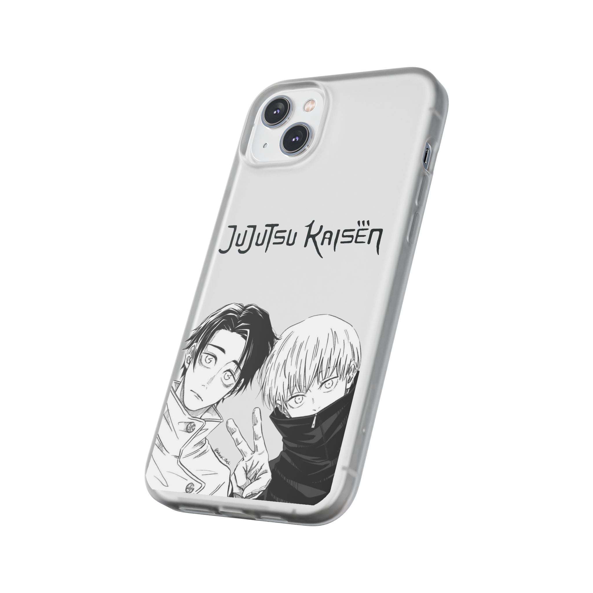 Jujutsu Kaisen Phone Case - Minimalist Yuta Okkotsu & Toge Inumaki Manga Art - Black & White Aesthetic
