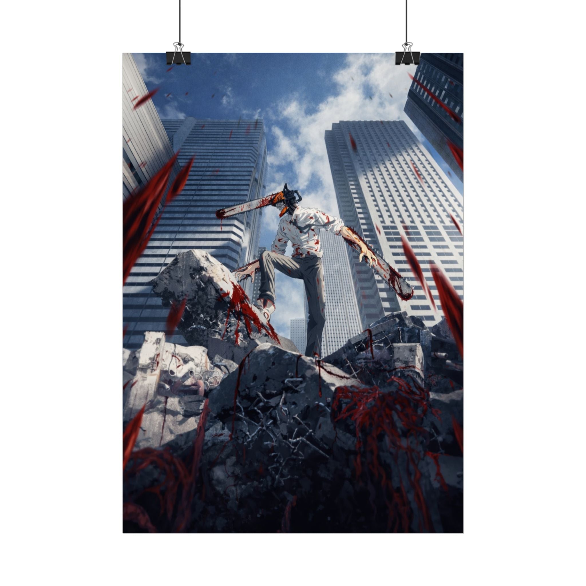 Chainsaw Man Urban Destruction Poster – Anime Wall Art Print