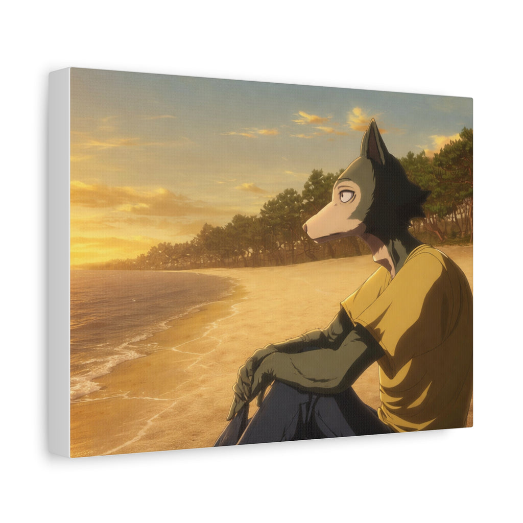 Beastars Legoshi Sunset Beach Matte Canvas Poster | Anime Wall Art