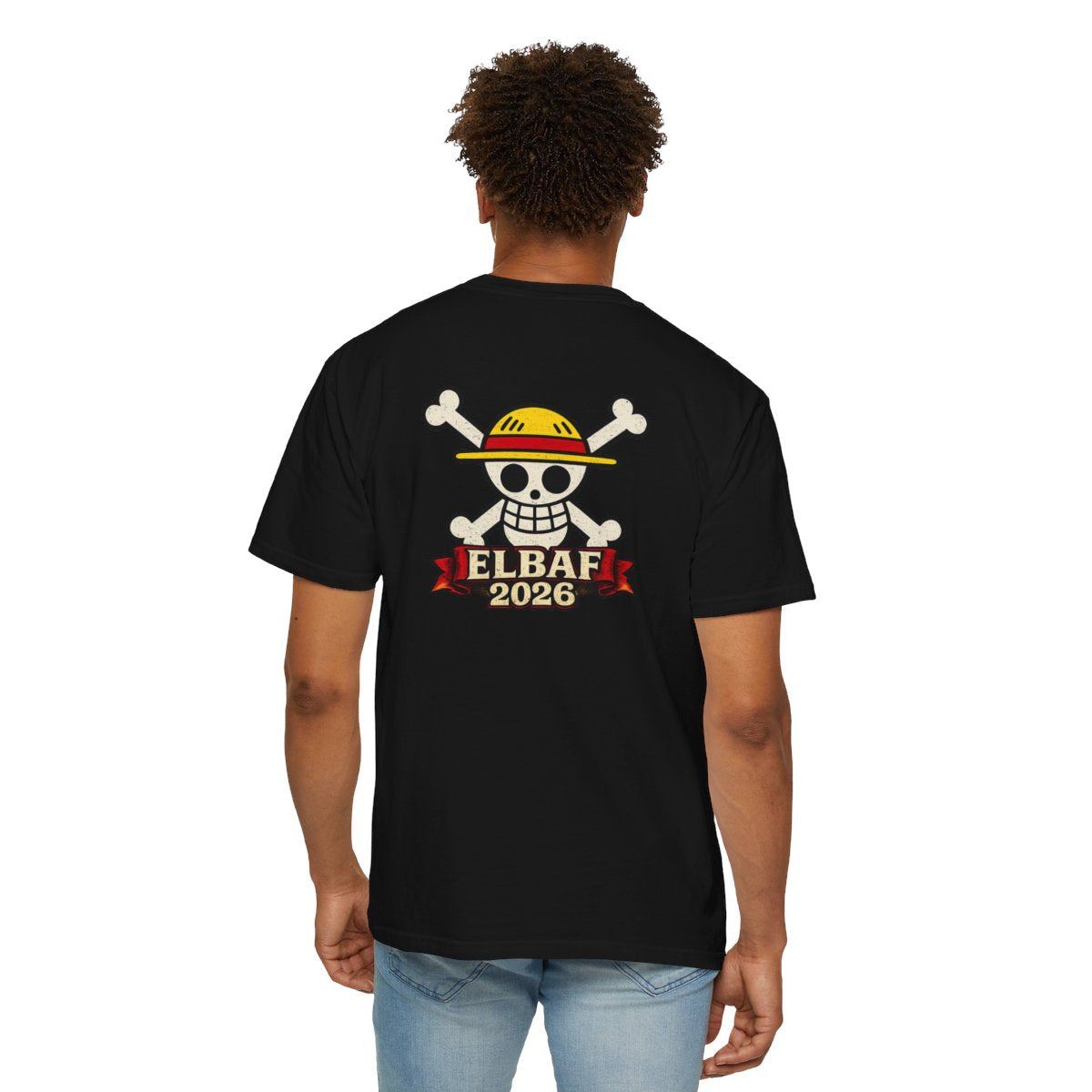 One Piece Elbaf 2026 Premium T-Shirt – Luffy Front Print & Straw Hat Jolly Roger Back Design