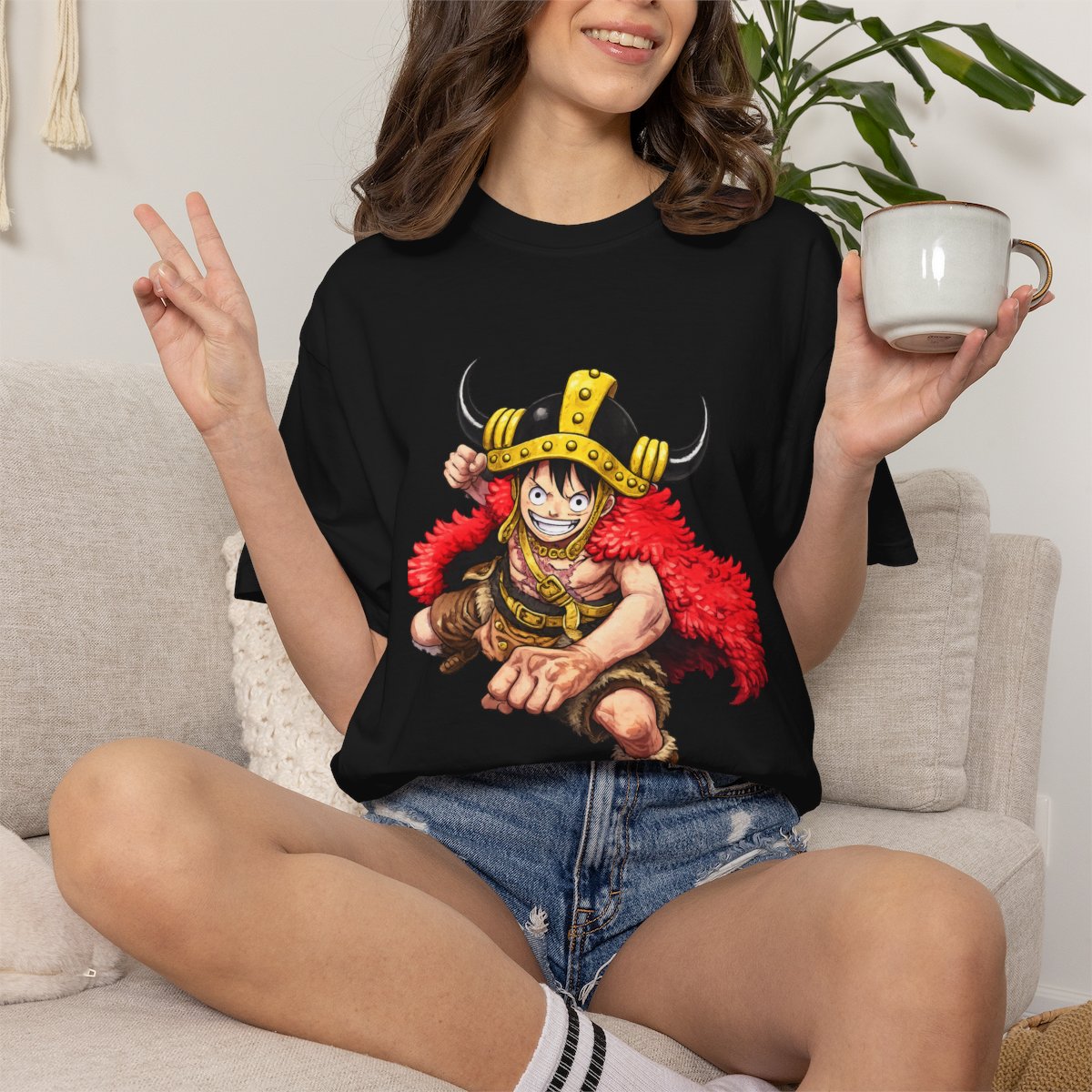 One Piece Elbaf 2026 Premium T-Shirt – Luffy Front Print & Straw Hat Jolly Roger Back Design