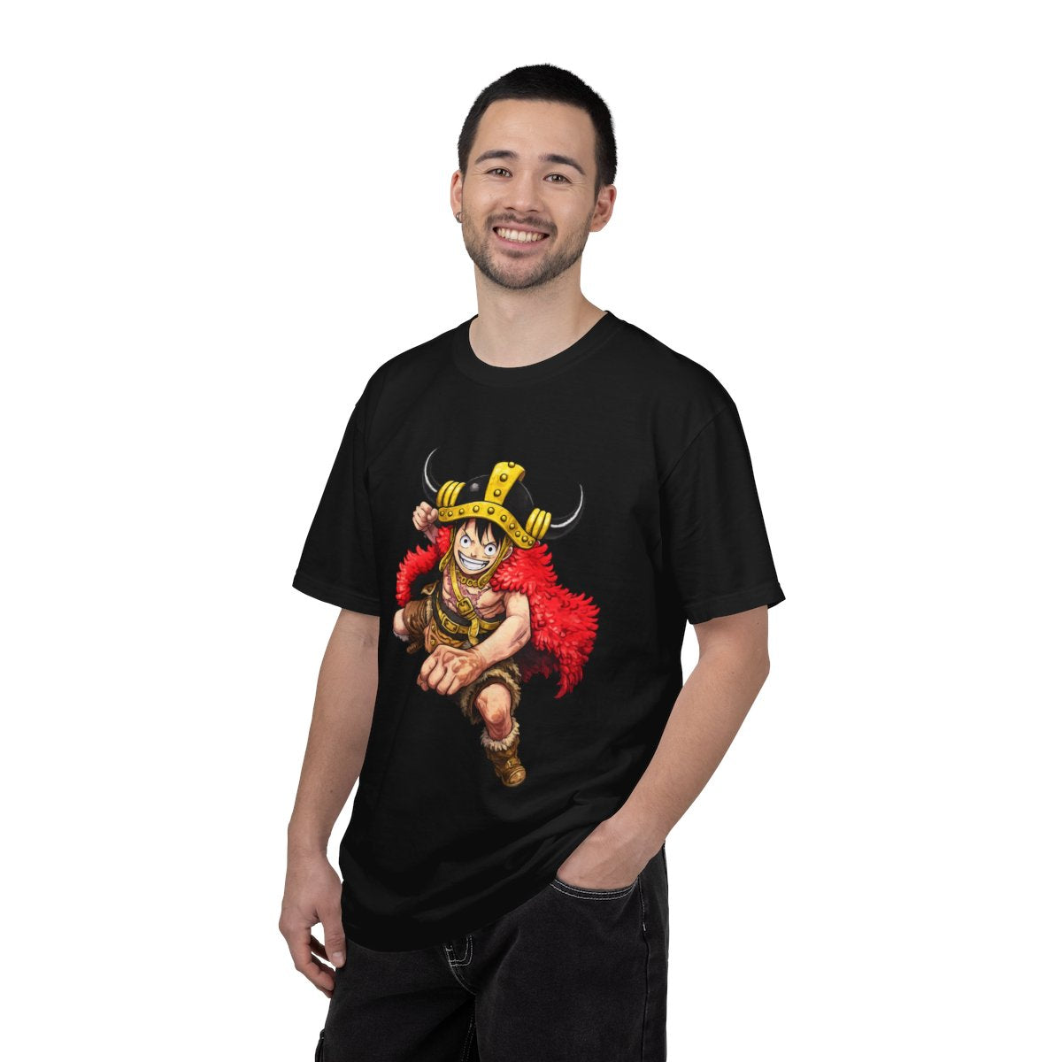 One Piece Elbaf 2026 Premium T-Shirt – Luffy Front Print & Straw Hat Jolly Roger Back Design