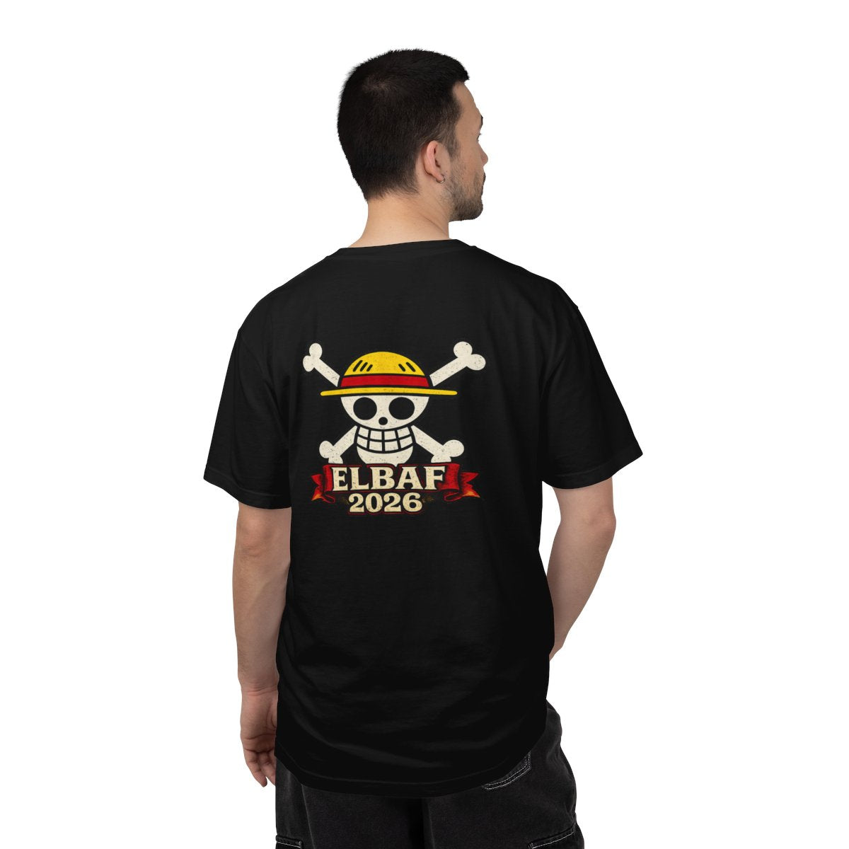 One Piece Elbaf 2026 Premium T-Shirt – Luffy Front Print & Straw Hat Jolly Roger Back Design