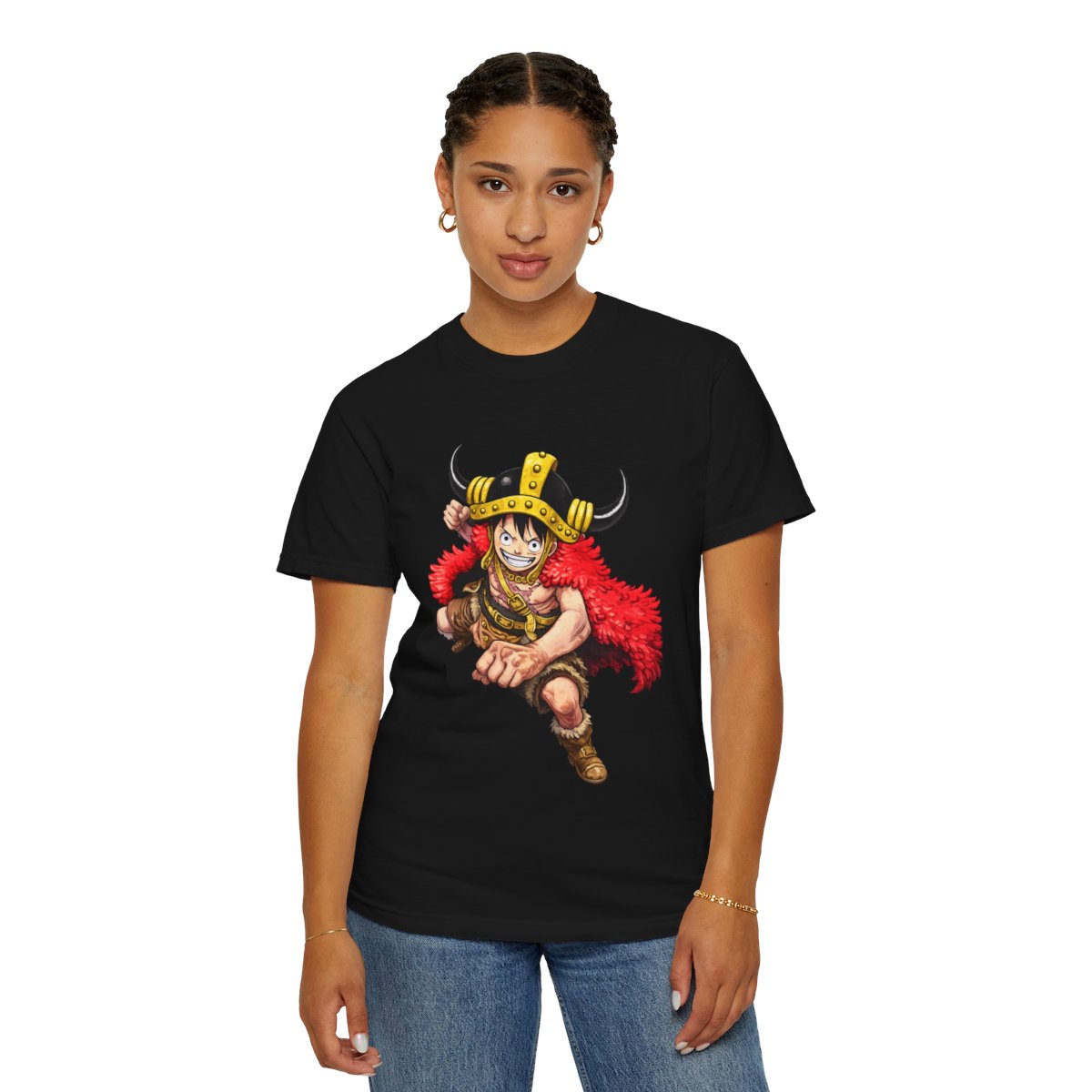 One Piece Elbaf 2026 Premium T-Shirt – Luffy Front Print & Straw Hat Jolly Roger Back Design